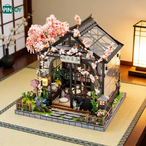 Sakura House Model DIY Kit, Japanese Handmade Assembly Building, 3D Puzzle Miniature House Decor, Adult Stress Relief Toy, Wooden Model, DIY Collectible Model