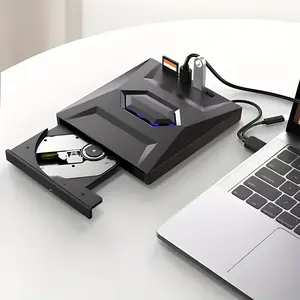 Portable External DVD Burner Drive with USB 3.0/2.0 & Type-C, SD Card Slots - High-Speed CD/DVD ROM +/-RW Player, Burner for Laptop & Desktop Computers