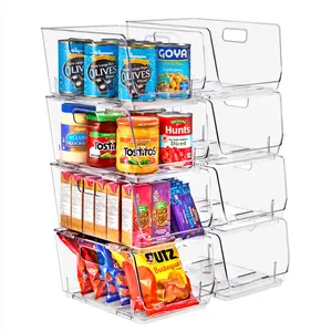 Sorbus Clear Stackable Storage Bins - Medium - Open Front Pantry Organizer Boxes Household Kitchen Pet Set Plastic Transparent