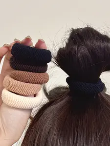 5 Piece Mixed Color Thick High Elastic Crochet Hair Ties, Seamless Rubber Bands, Elastic Band Scrunchies Random Colors, Suitable for Women's Ponytail Holders, Daily Commute Wear