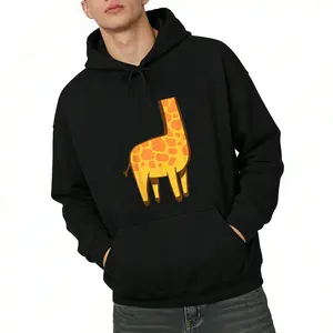 Relaxed Fit Unisex Hoodie with Giraffe Design – Comfortable 100% Cotton Long Sleeves