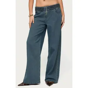 Edikted Women's Braidey Low Rise Baggy Jeans