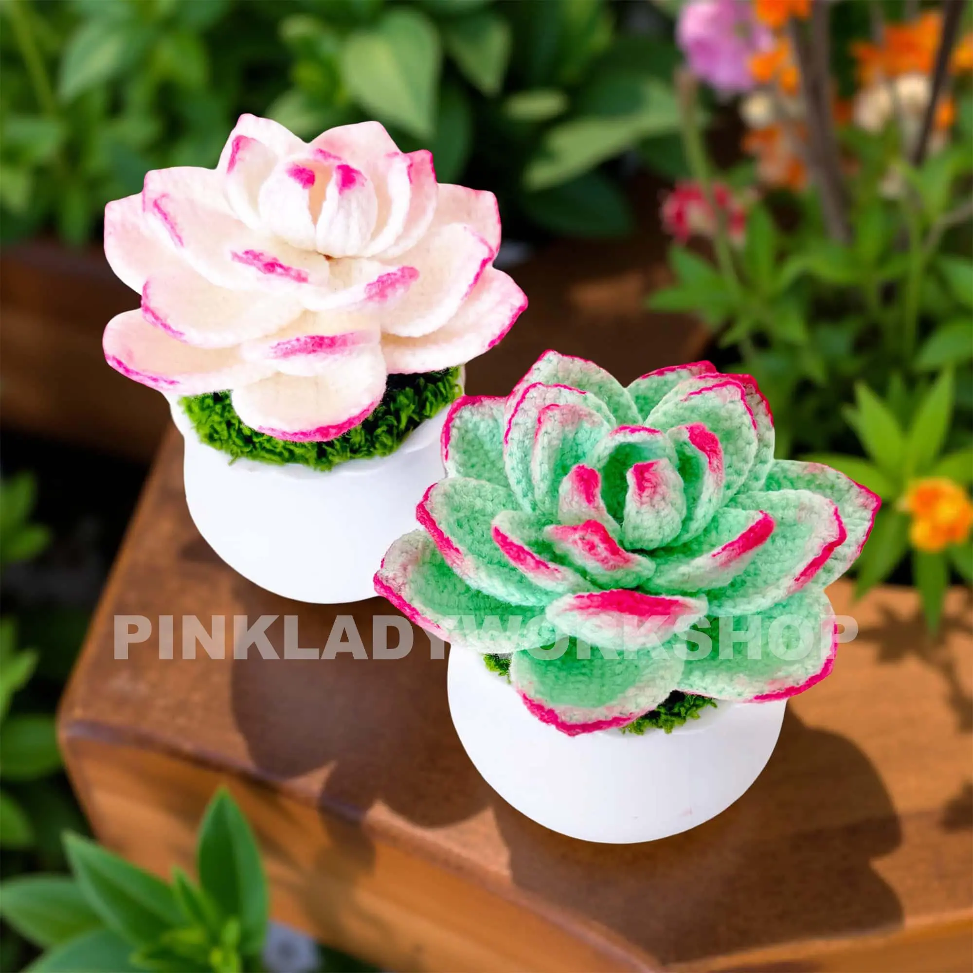 Handmade Crochet Succulent Pot: Yarn Faux Desk Plant Decor Decorative