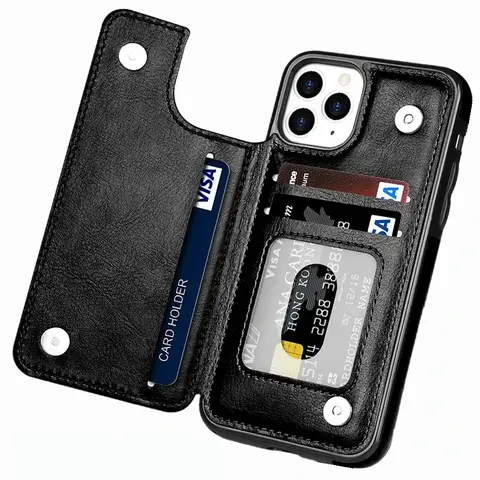 OREKROY Wallet Case with Card Holder For iPhone 18 17 16 15 14 13 12 Pro Max ,PU Leather Kickstand Card Slots Case Double Magnetic Clasp and Durable Shockproof Phone Cover Back Card Wallet