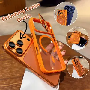 [Phone Case + Lens Protector Set] Magnetic silicone phone case for iPhone 11/13/14/15/16/17 Pro Max, with a hidden lens holder, fully enclosed shockproof and drop-proof design, and a soft lens protective back cover.