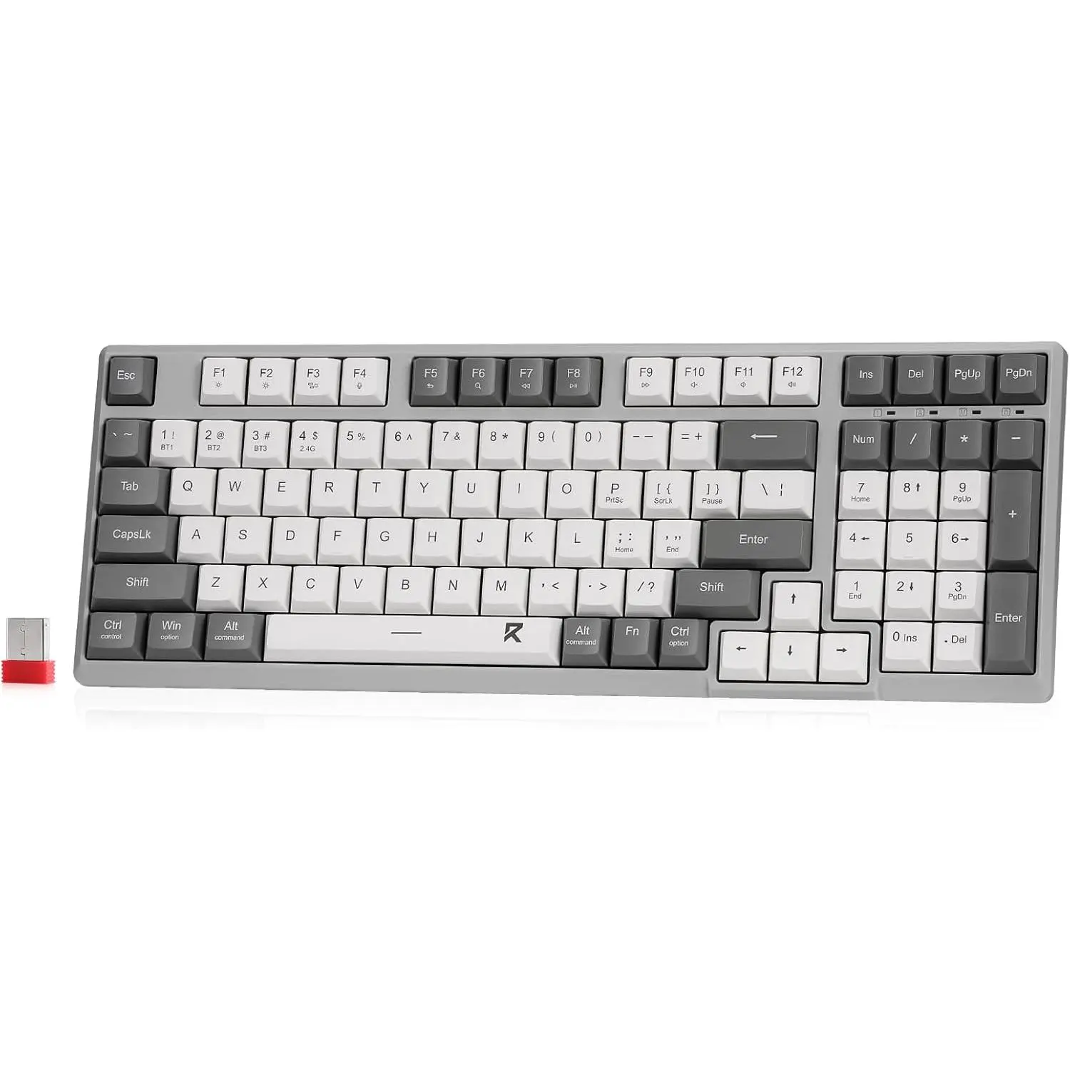 Redragon BK7114 Low-Profile Portable Wireless 98-Key Scissors Mechanism Keyboard, 2.4G-BT Connection, Tactile Silent Keystrokes, Mixed Color Keycaps, Slim Office Accessories, External Wireless Computer Keyboard for PC Use