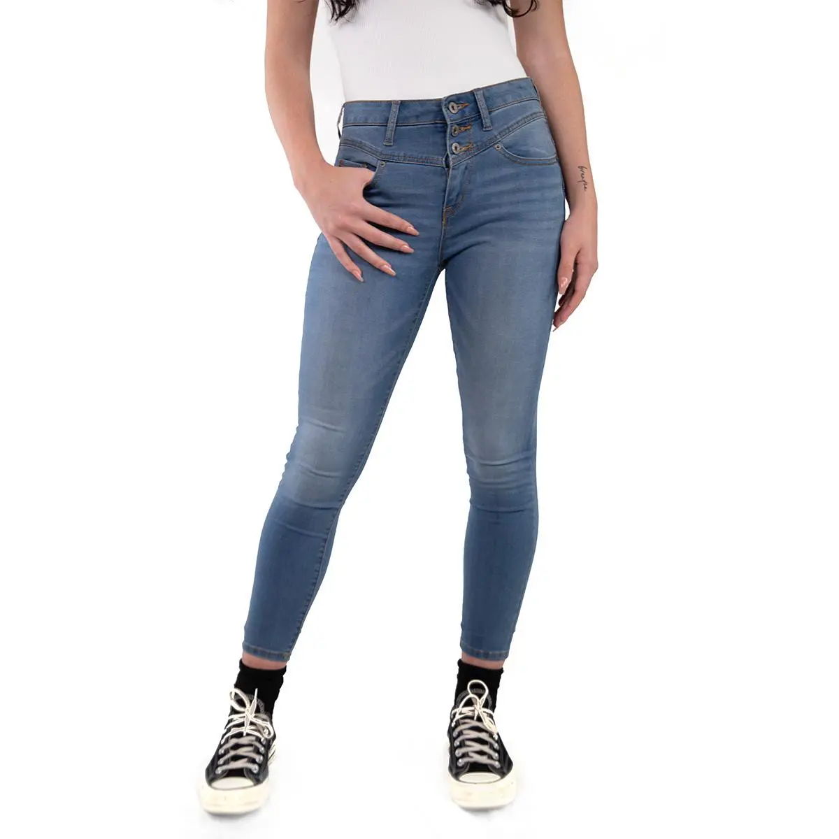 Super Soft Bell Button Ankle Denim Pants Comfortable Casual Streetwear For Summer Mid Rise Skinny Jean 10kj plain sexy