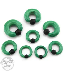 Green Glass Captive Ring Green Glass Captive Ring