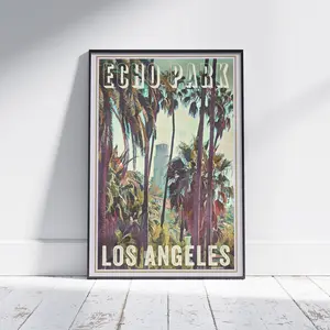 Echo Park Poster Los Angeles By Alecse Limited Edition California Travel Poster Los Angeles Gallery Wall Print Of Echo Park Deco Gift