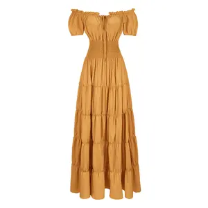 Women Renaissance Dress Pirate Peasant Wench Irish Costume Medieval Boho Chemise Faire Gown Maxi Long Dress Halloween Gothic Party Outfit Clothes Womenswear maxi dress 6531-T1