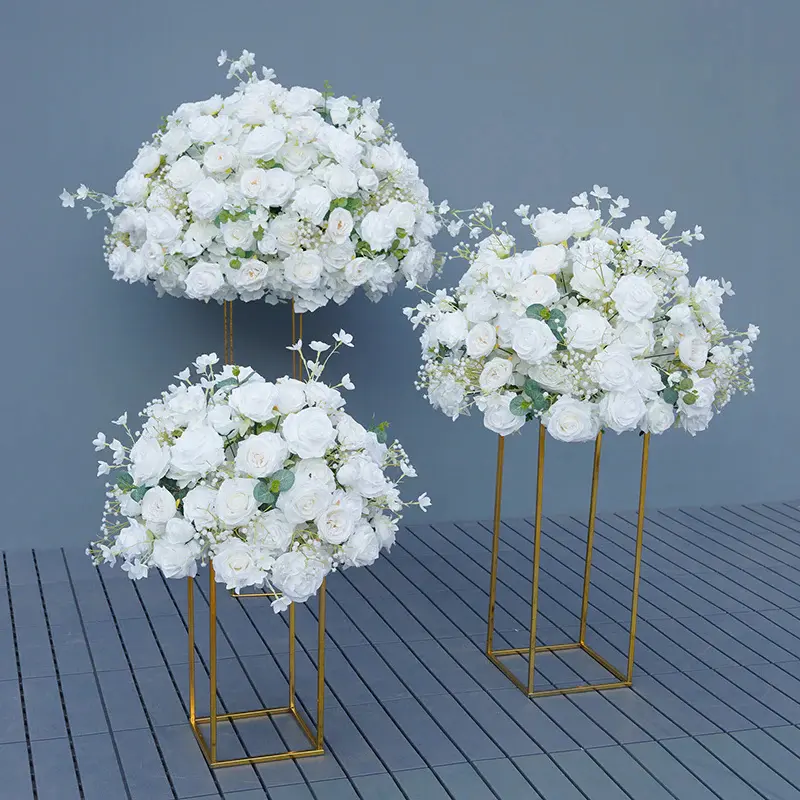 S-A2038 2pcs/set White Rose Baby's Breath Flower Ball For Table Centerpieces