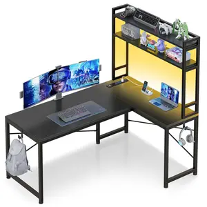 Sikaic 45.3 Inches LED Reversible Gaming Desk Black