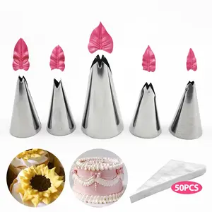 55 Pcs Stainless Steel Piping Tip Set, Piping Bag Set, Cake Decorating Kit, 304 Stainless Steel, Cake Decorating Tools, Icing Piping Tips, Cupcake Piping Tips, Cake Cupcake Desserts, Cookie Decorating, Pastry Decorative Kit