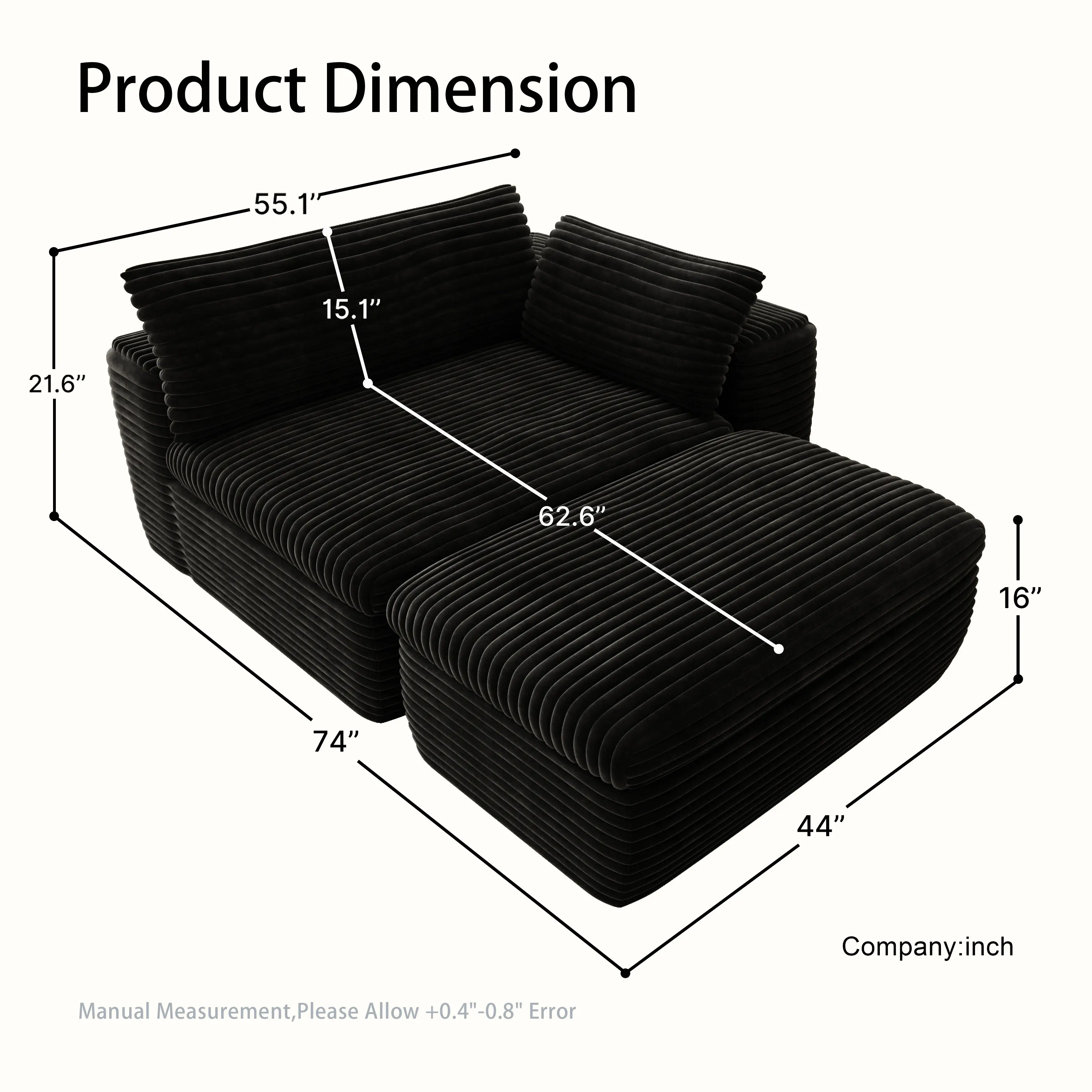 Black Chaise Lounge + Ottoman