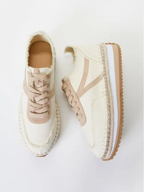 JUST FAB Women's Linen Light Casual Trainers - Adjustable Laces, Closed-Toe Campus Casual Trainers, Women's Shoes for Training