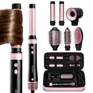 ELLA BELLA 6 in 1 Professional Hot Air Styler • Powerful Hair Dryer & Straightener Set • Styling Without Heat Damage • Fast Drying Curling Volumizing Straightening • Includes Protective Travel Case