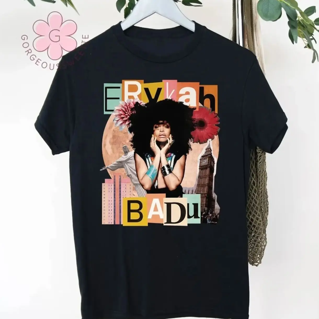 Erykah Badu Graphic T-shirt black Short sleeve Unisex S to 5XL 1F827 AST