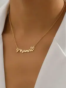 Mother's Day Gift Fashion Letter & Heart Decor Pendant Necklace For Women For Gift, Clavicle Chain Necklace, Love Letter Necklace For Daily Wear, Initial Letter Necklace