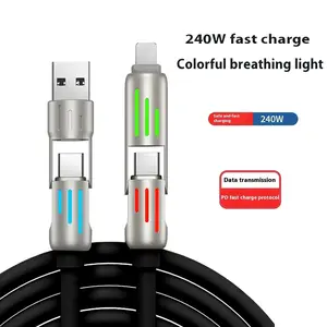 4-in-1 Multi USB Charging Cable -MAX 240W Fast Charging/Charger Cord with USB A+Type C for iPhone 16/15 14 13 iPad Samsung Galaxy MacBook iPad Tablets and More