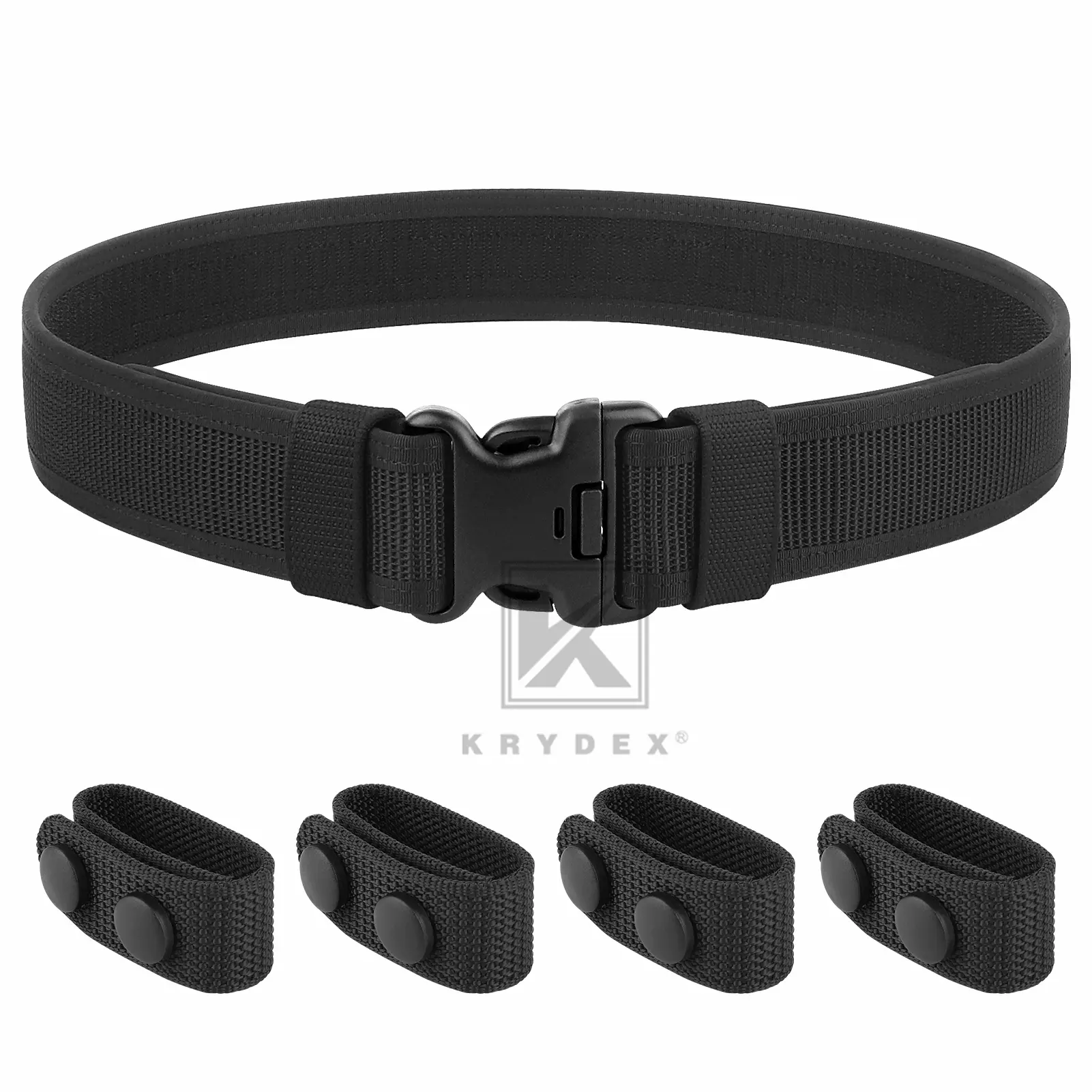 KRYDEX 2" Heavy Duty Combat Duty Belt, Rugged Nylon Police Belt with Buckle for Law Enforcement, Includes 4 Keepers, Multi-Size, Durable Belts