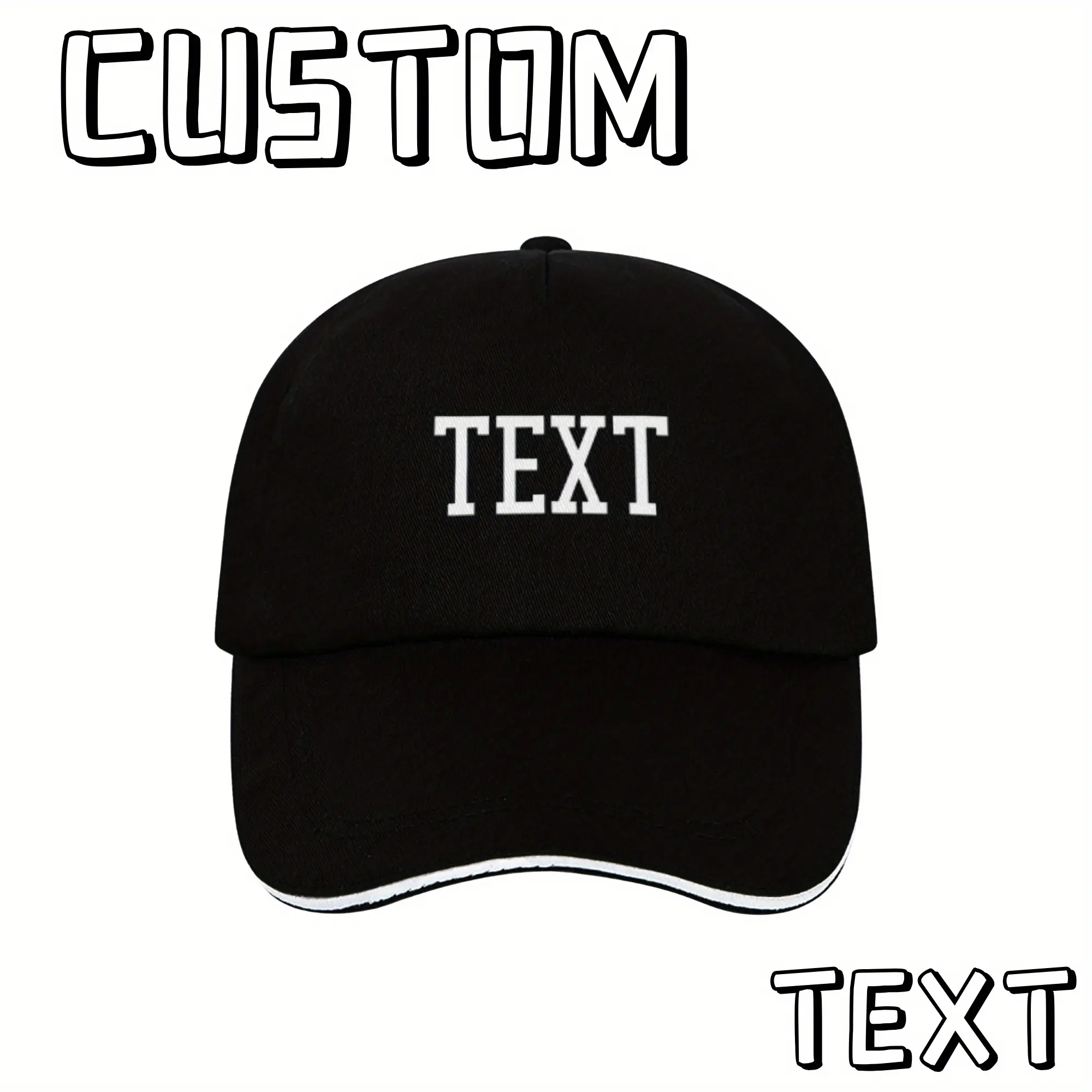 Custom Embroidery Black Cap Baseball - Unisex Fit, 230gsm Adjustable Polyester Cap, Duckbill Design, Streetwear Style for Sports & Sun Protection, Special Gifts