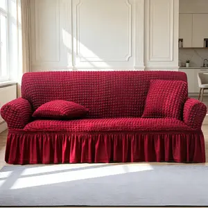 Soft, Elastic One-Piece Sofa Slipcover (with Skirt), Durable Fabric Material Couch Cover for Sofa, Washable Furniture Protector for Living Rooms, Bedrooms,  Hotels