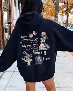 Made in USA Vintage #Alice Unisex Hoodie, Reading Shirt Light Academia, Book Hoodies Bookish Things in Wonderlamd Literary Shirt Graphic Casual Printed Classic Cotton Fabric Womenswear