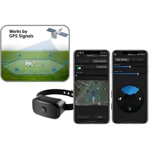 GF03 H-GPS Dog Fence, Wireless Dog Fence with No Subscription, Virtual Dog Containment System with Customizable Boundary, 2-in-1 Training Collar, Waterproof & Rechargeable for Medium Large Dogs
