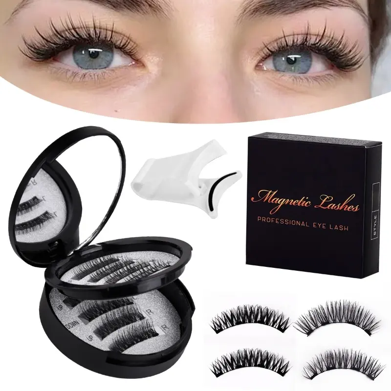 Reusable Soft Magnetic Eyelash Extensions Kit Eyelash Set with Applicator Glue-Free Waterproof Lightweight for Natural Makeup Cosmetic Enhance Your Look Subtly False Eyelashes Extension