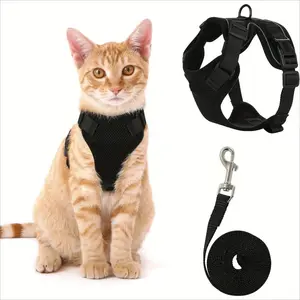 Adjustable No-Pull Cat Harness with Leash, Secure Soft Vest Features Easy Buckle & Reflective Tape for Safe Outdoor Adventures