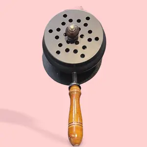 Iron Charcoal Burner with Lid & wood Handle