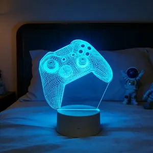 3D Gamepad Night Light 7 Color Changing LED Touch USB Lamp Gaming Room Decor Gamer Gift