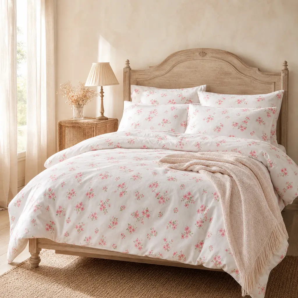 MUXHOMO Full Size 4-Piece Brushed Microfiber Sheet Set, Soft Cooling Floral Bedding, Oeko-TEX Certified, 16" Deep Fit Pockets, Wrinkle-Resistant Breathable Linens, Cool All Night Bedroom Essentials, Blossoms Pink