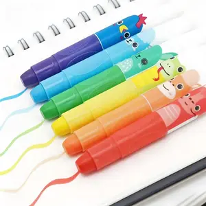 6pcs Cute Jumbo Crayons, 6 Colors Twistable Crayons, Non-Toxic Washable Crayons, Silky Large Crayons for Coloring and Painting, Art Drawing Supplies