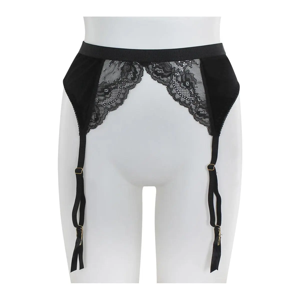 Velvet & Lace Garter Belt with Grosgrain Elastic #BE139