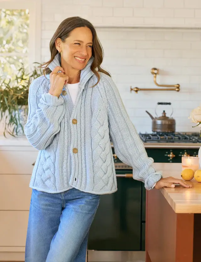 Mini Cotswolds Cropped Cable Knit Cardigan Ice