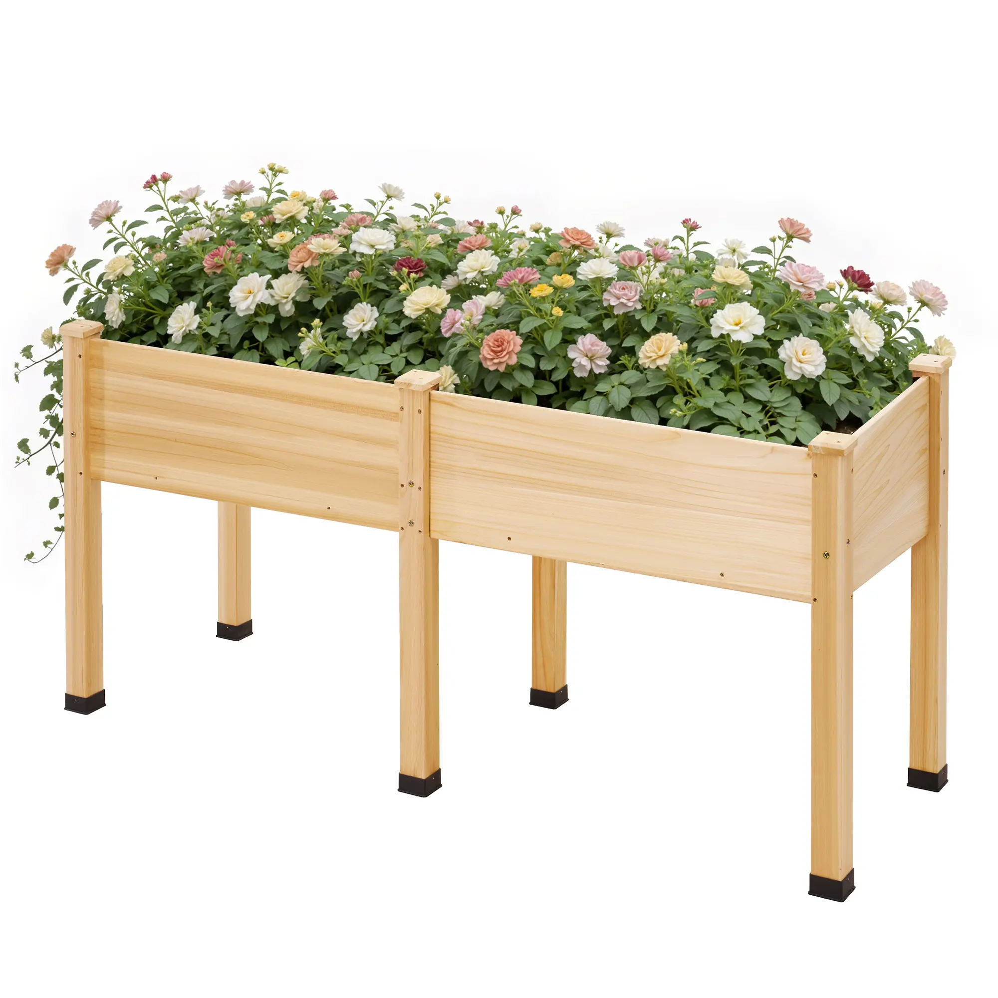 AMERLIFE 4x2/6x2/7x2 FT Wooden Raised Garden Bed, Elevated Planter Box Outdoors for Deep Rooted Plants, Ideal for Balcony, Patio, Easy Assembly