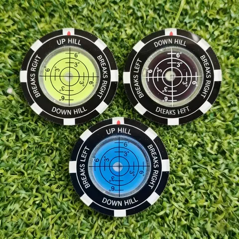 4.9cm Compact Flip-Over Double-Sided Golf Putt Green Reader, Portable Putting Aid with High-Precision Multi-Use Level Tool, Yellow Rubber Essential Golf Accessory for Ball Position Marking & Putting Skills Improvement, Improve Putting Skills