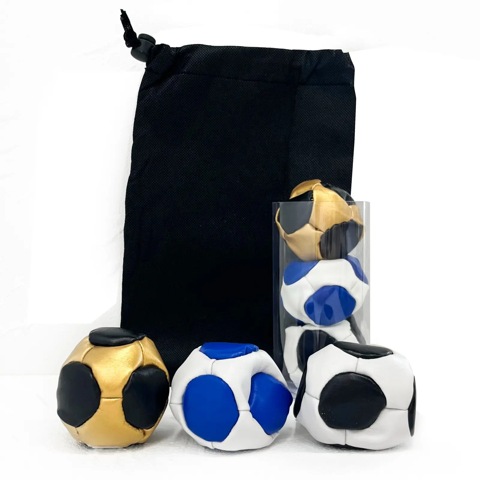 Fantarillo 3-Pack Footbag Set, Soft PU Leather Pellet-Filled Balls for Sport and Exercise, Indoor and Outdoor Kick Games