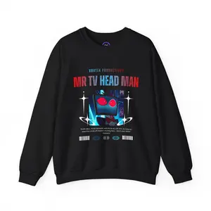 Hazbin Hotel Vox Mr Tv Head Man Graphic Crewneck Sweatshirt Retro Robot Tv Design