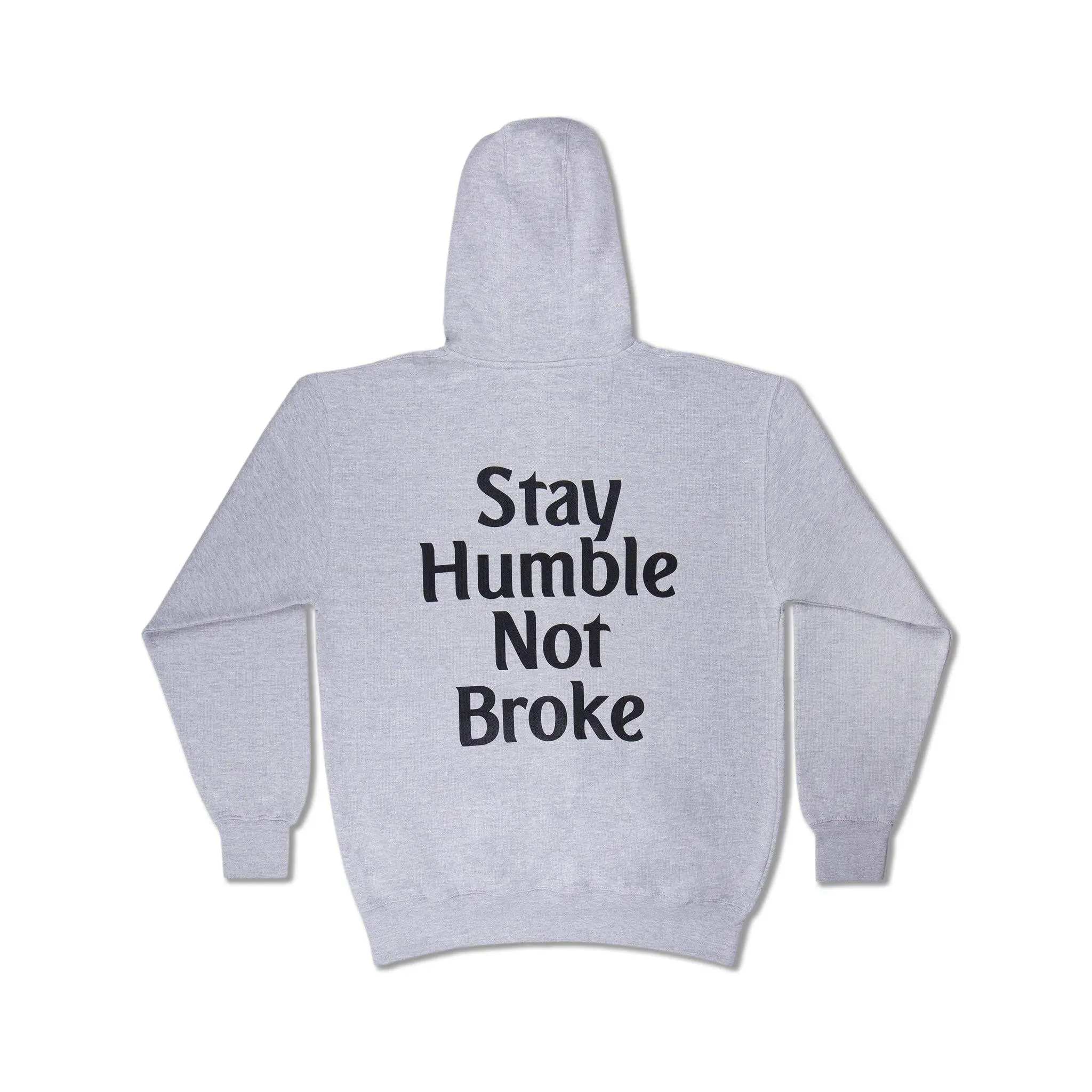 STAY HUMBLE NOT BROKE Hoodie - Cotton Pullover with Print, Front Pocket, Long Sleeve, Casual Style for Men