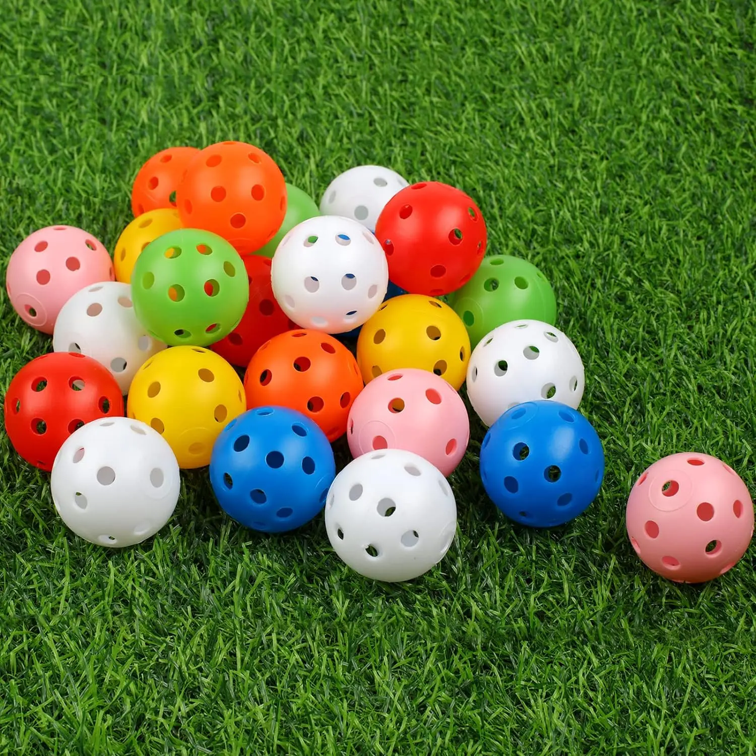Practice Golf Balls 24 Pack, 42mm Plastic Golf Balls, Practice Golf Balls for Backyard, Training Golf Balls for Swing Practice