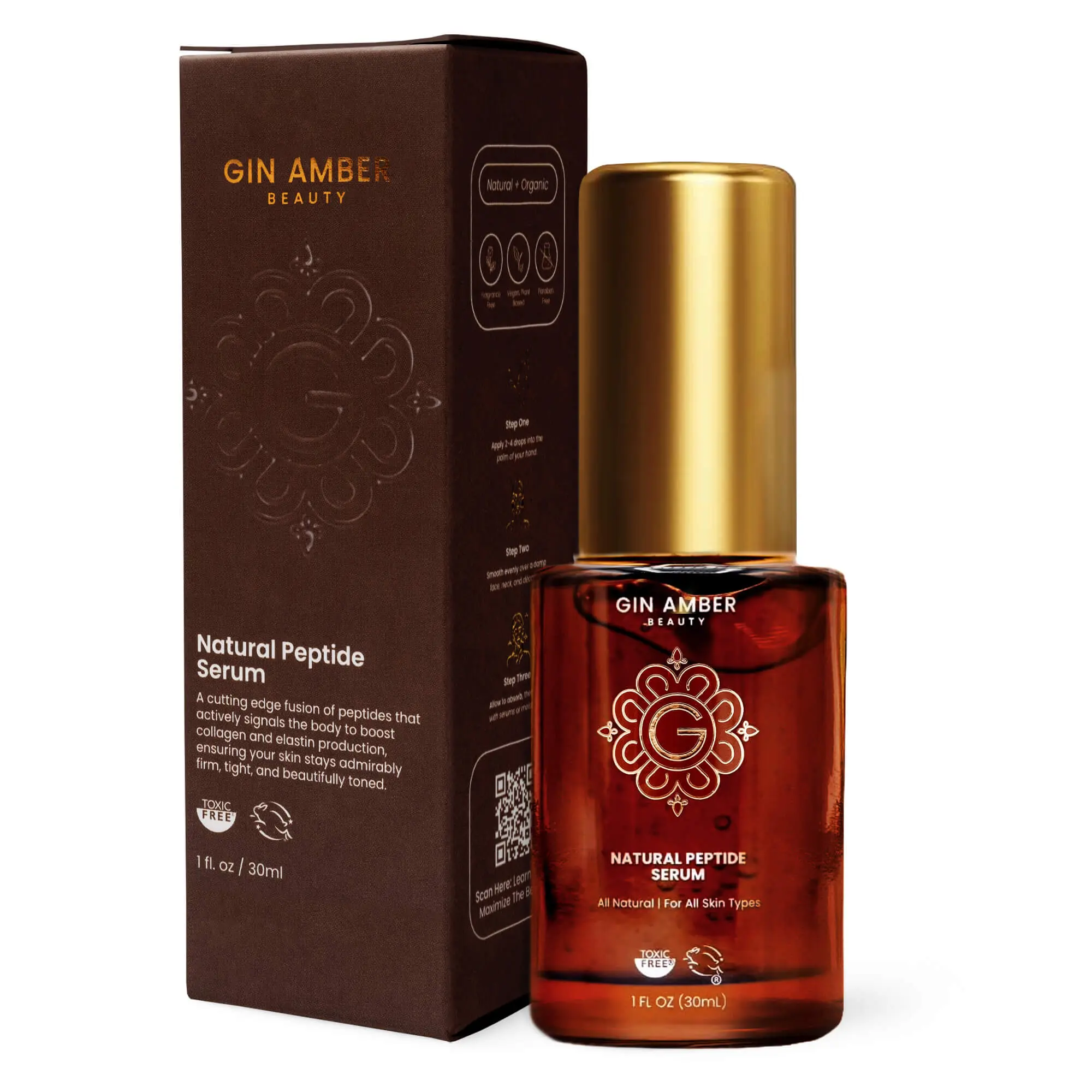 Gin Amber Beauty Natural Peptide Serum Firming Lifting Improved Moisture Retention for Saggy Skin Wrinkles Volume Loss