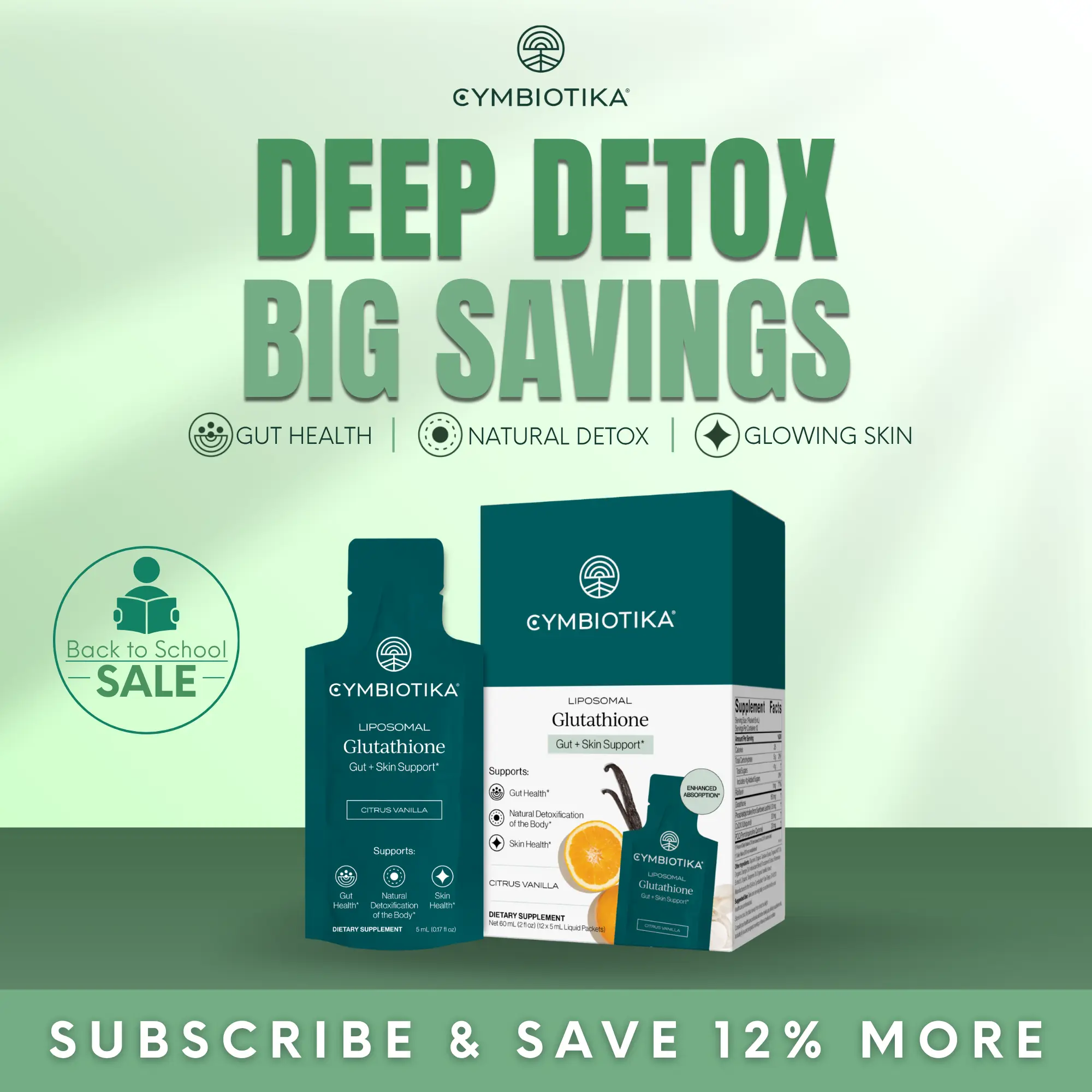 Liposomal Glutathione | 12 Packets | Master Antioxidant & Detox | Clinically Proven 3x Better Absorbed | Skin Brightening, Gut & Liver Health | Immune Support | Reduced Setria Glutathione | Plant-Based | Third-Party Tested