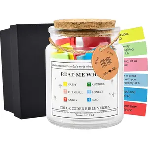 Verse Jar - 120 Colour-Coded Scripture Cards in Glass Jar, Christian Gifts for Women Men, Prayer & Encouragement  for Mom Dad Friend, Pastor (Baptism, First Communion, Christmas)