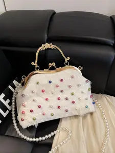 Women's Elegant Rhinestone Decorated Evening Bag, Exquisite Trendy Handbag with Chain Strap, Fashionable Bag for Party Decoration, Fashionable Shoulder Bag, Fashionable Bling Bag
