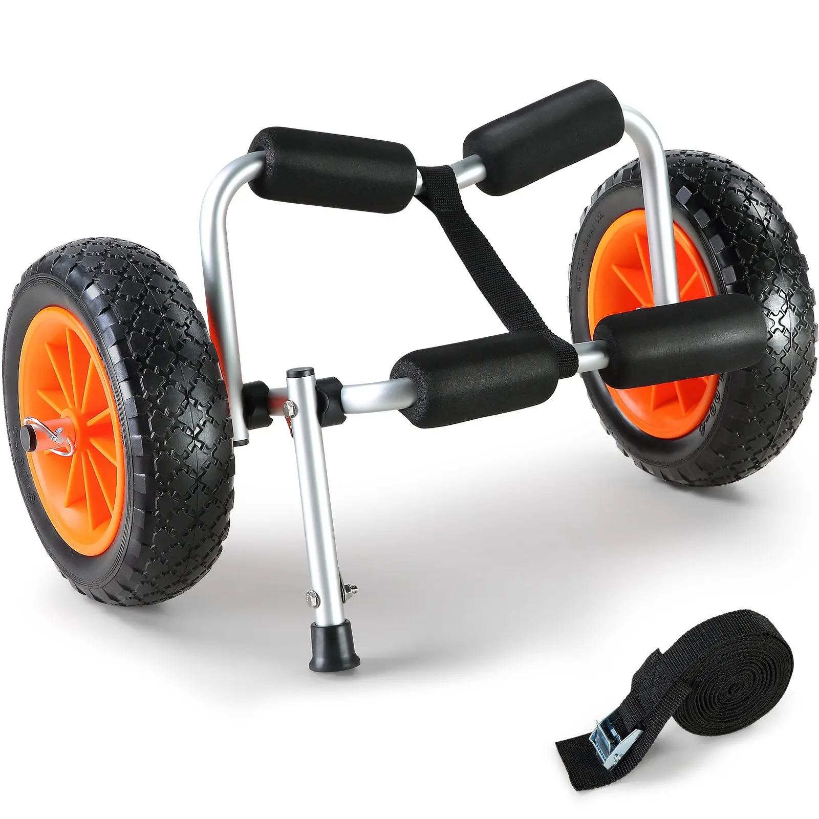 【Summerfinds】VEVOR Heavy Duty Kayak Cart 250lbs Load CapacityFoldable Canoe Trolley Cart with 10'' Solid TiresNonslip Support Foot & Tie-Down Strapfor Kayaks Canoes Paddleboards Float Mats Jon Boats