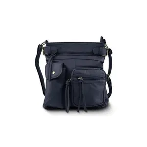 Super Soft Genuine Accent Top Belt Leather Crossbody Bag