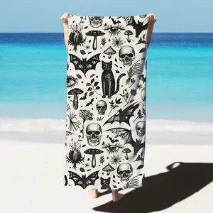 1PC Oversized Gothic Halloween Beach Towel,Quick-Drying,Lightweight And Portable,Oversized Bath Towel,Suitable For Pool,Travel,Camping,Vampire And Witch Decoration