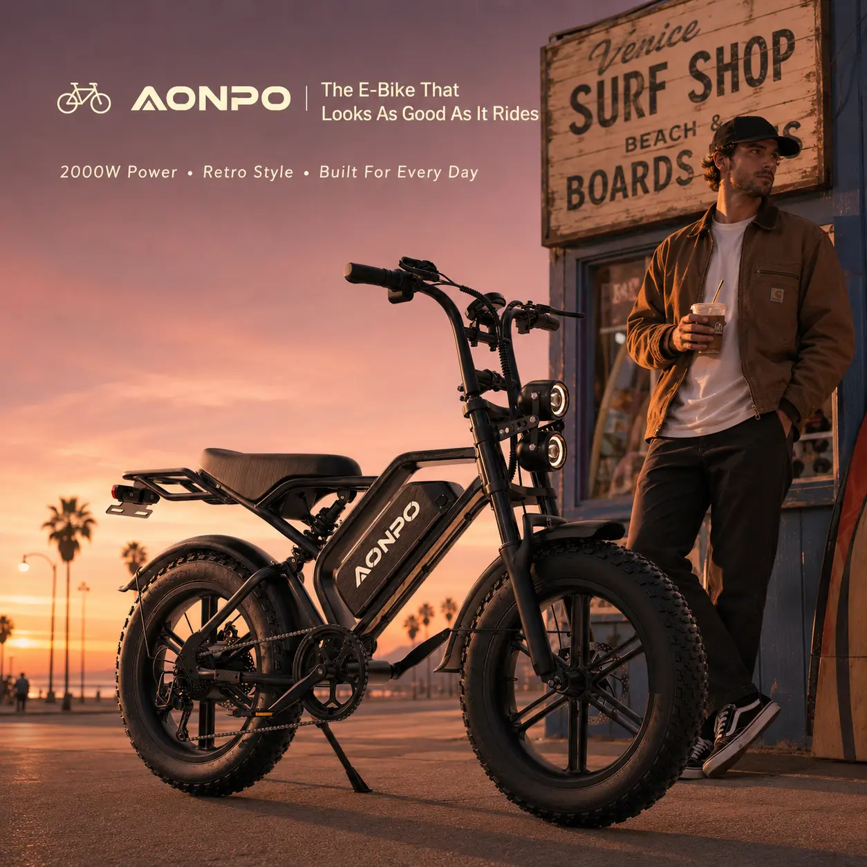 AONPO Retro Fat Tire E-Bike - 3000W Peak Brushless Rear Hub Motor, 52V 20AH UL-Certified Removable Battery, 100 Mi Max Range, Dual Adjustable Hydraulic Suspension, 40MPH Top Speed,  Beach Snow Commute Electric Bicycle with Suspension all-terrain Dirt Bike
